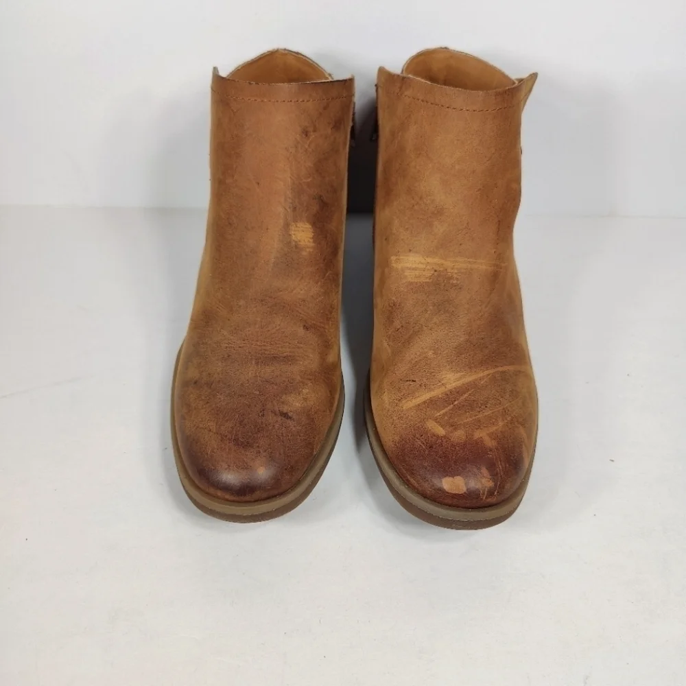 KORKS Sonya Womens Distressed Brown Leather Ankle Zipper Boots Booties Size 6.5M